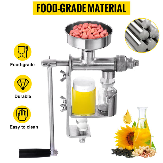 VEVOR Manual Oil Press Machine 304 Stainless Steel for DIY Seed Nut Peanut Oil image 0