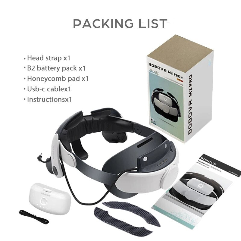 BOBOVR M2 Pro Battery Head Strap Compatible with Oculus Quest 2 Elite Halo Stra image 8