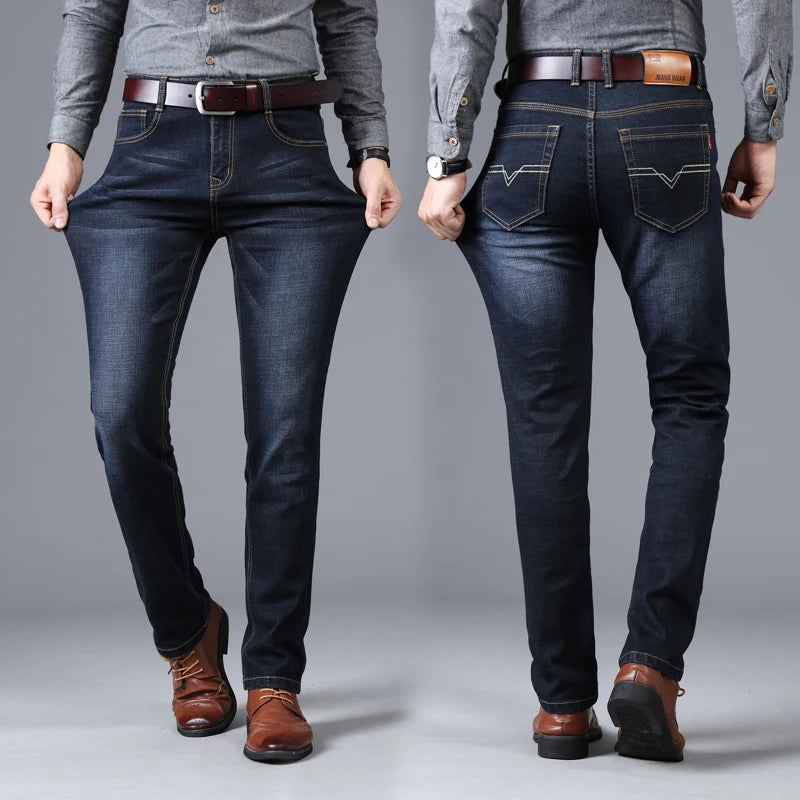 Men's Straight and Versatile Long Jeans, Stretch Style, Men's Jeans, Loose Fitt image 0