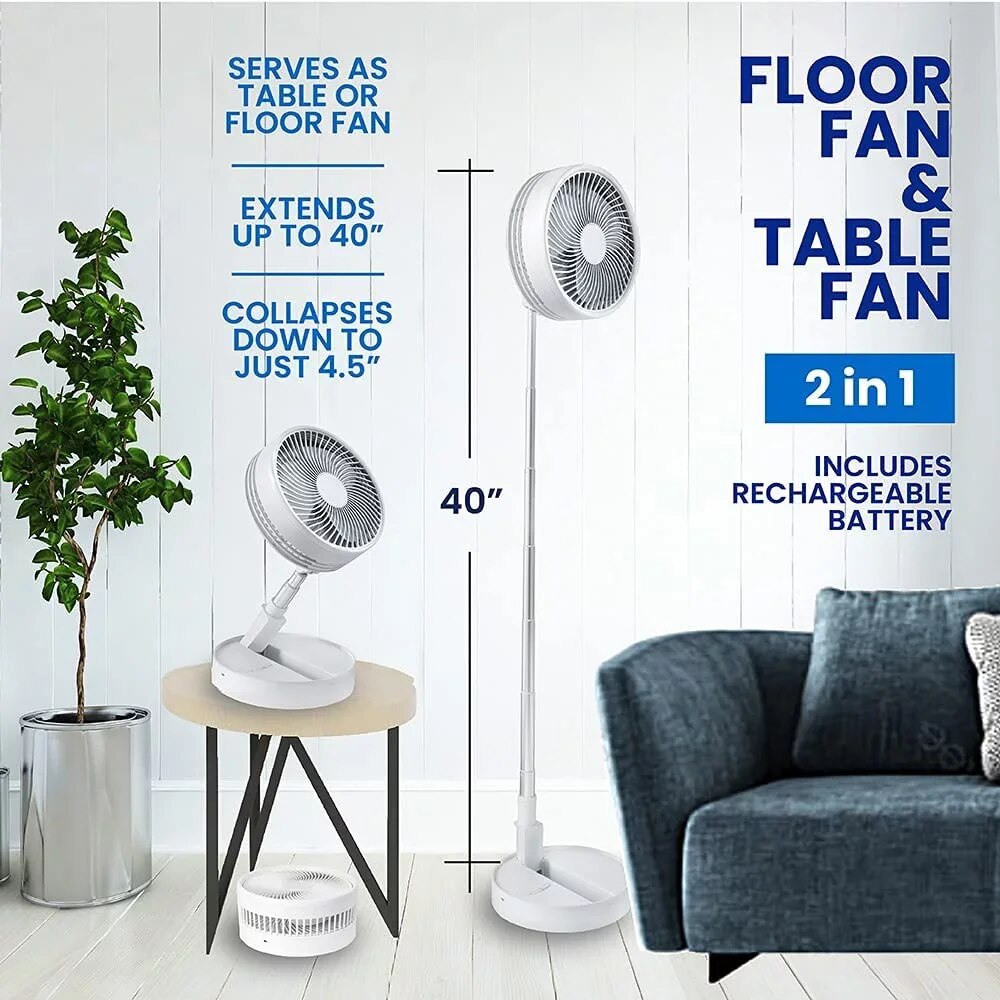 2-in-1 Adjustable Height 40 In. Unique Foldable And Portable Rechargeable Floor image 3