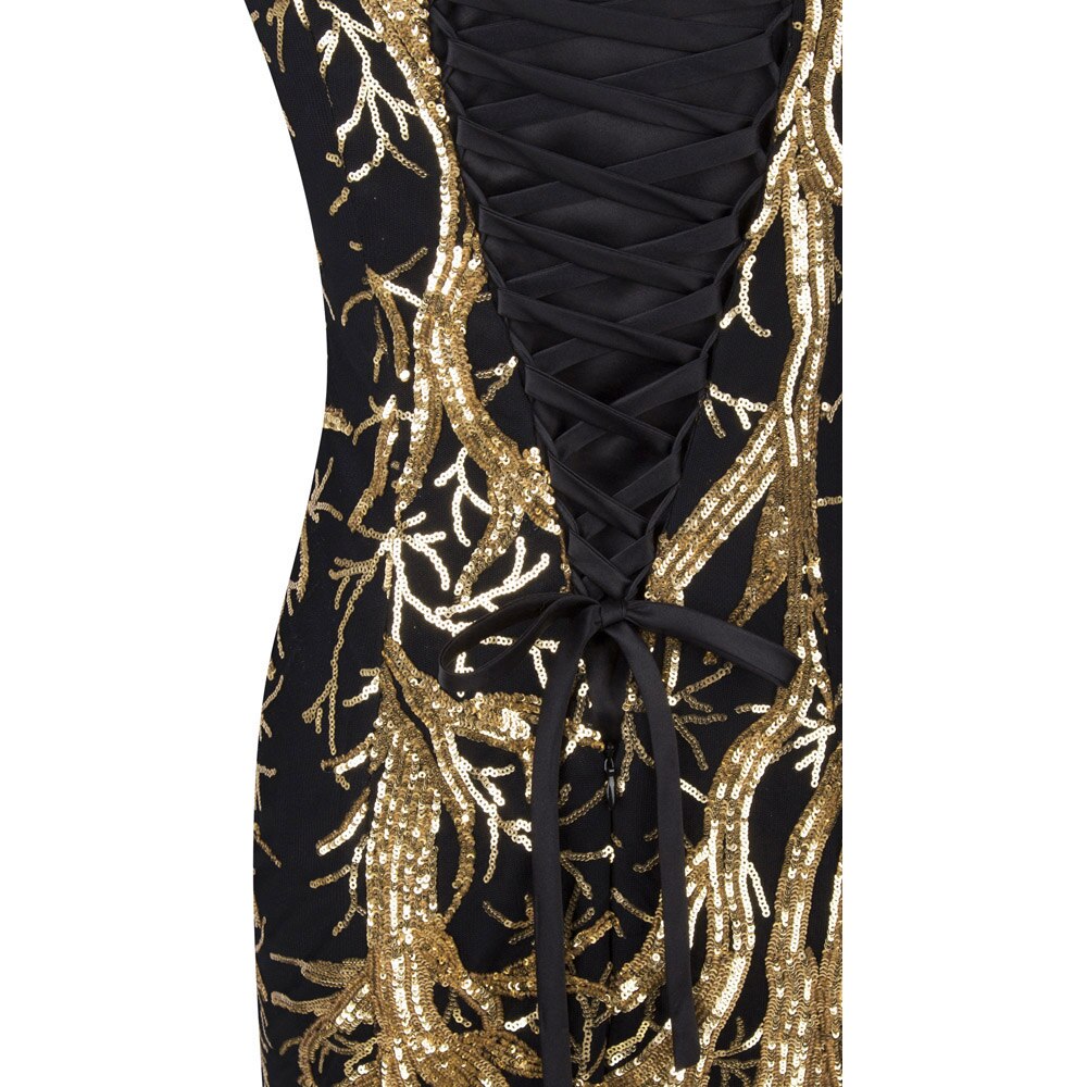 Angel-fashions Strapless Golden Branch Sequined Mermaid Full Length Formal image 7