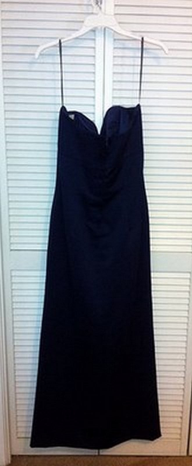 Victor Costa Women Satin Navy Sleeveless Full-Length Size 12 image 1