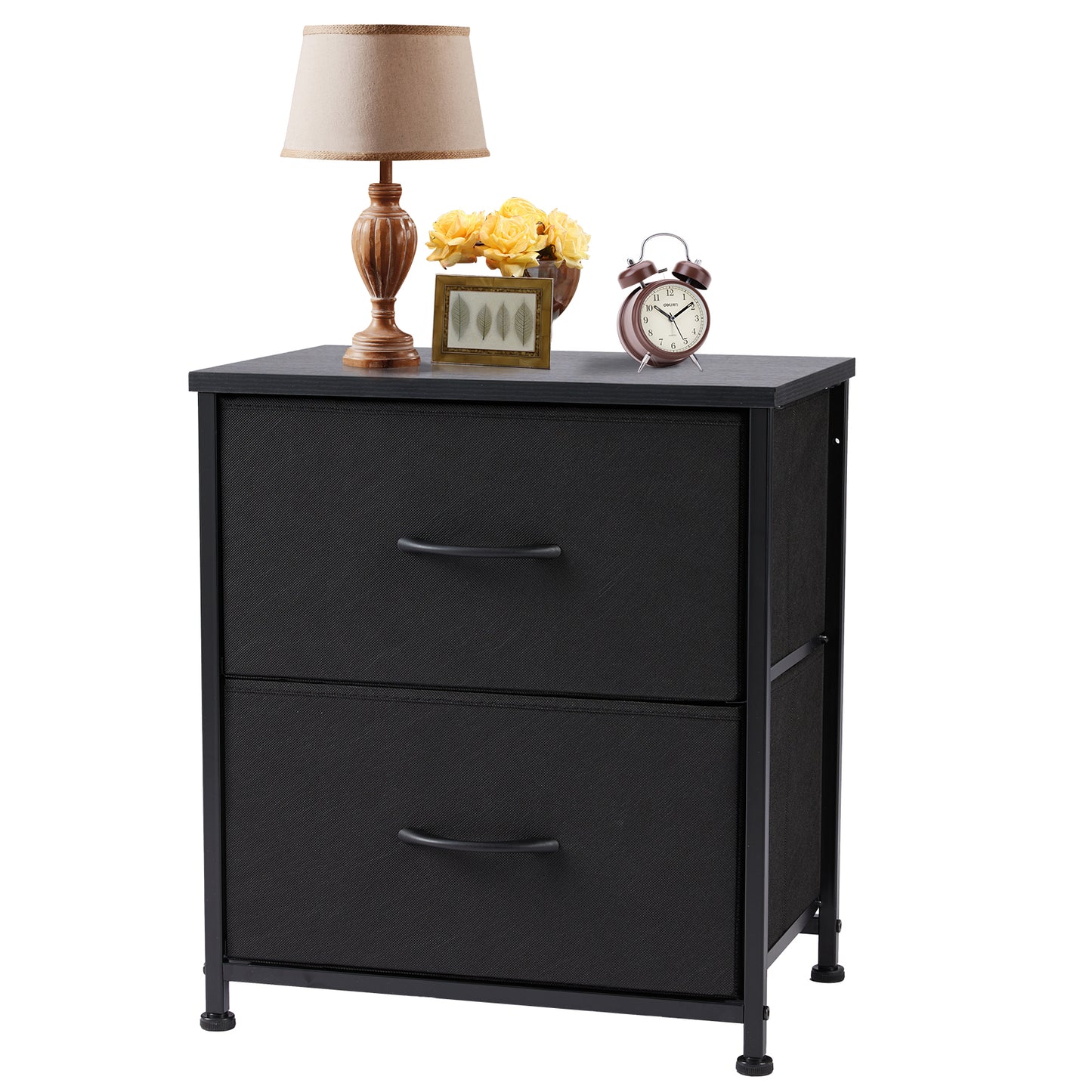 JHK Nightstand For Bedroom With 2 Fabric Drawers Bedside Sofa Table With Storag image 5