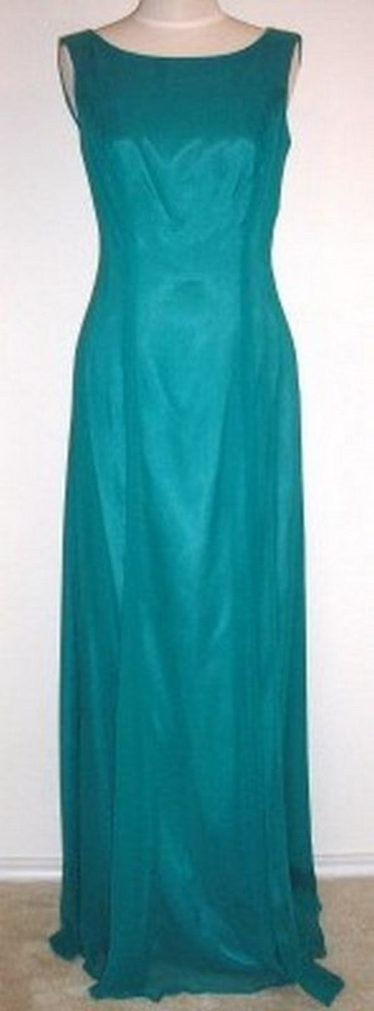 Watters & Watters Women Dress Chiffon Teal Shoulder Str Size 8 image 0