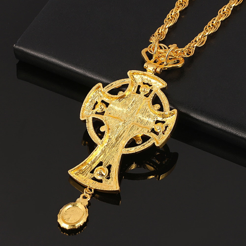 Cross Pectoral Christian Church Golden Long Chain Necklace 120 cm Priest image 4