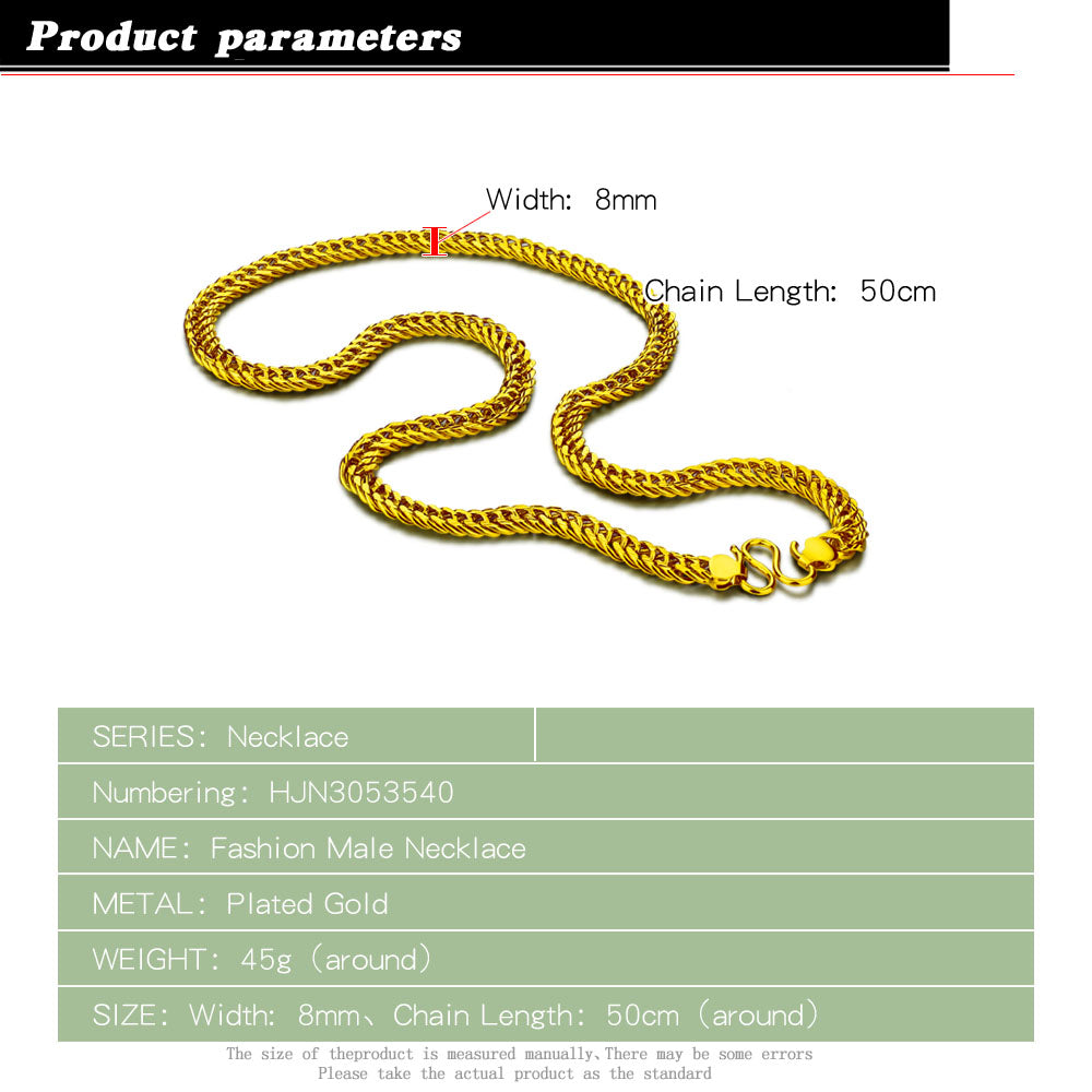 24 k Gold Plated 925 Silver 8 mm Sideways Necklace 50 cm~60 cm Neck Chain For W image 4