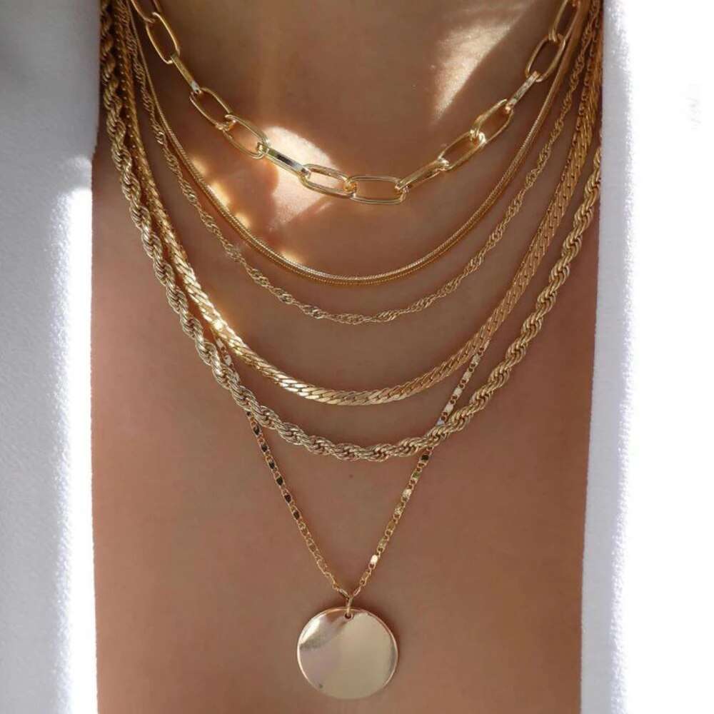 bls-miracle Bohemia Gold Color Multiple Styles Necklace For Women Trendy Multi- image 16