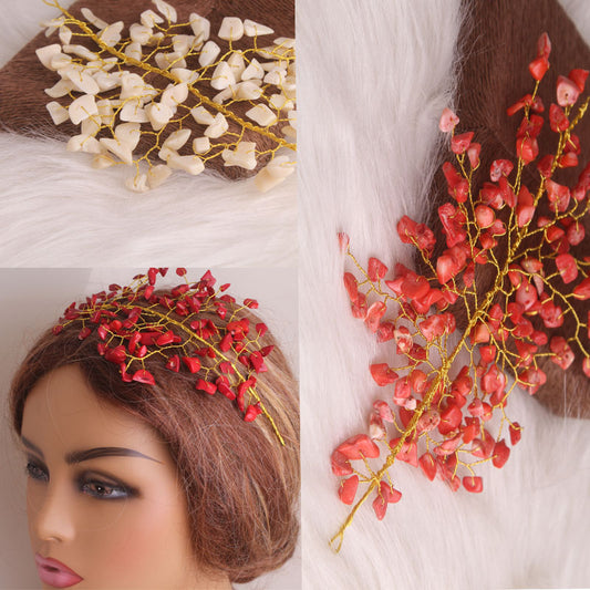 4ujewelry 21cm Headpieces For Nigerian Traditional Weddings Women 3 Colors Natu image 0