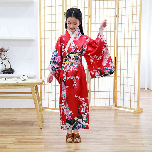 Girls Traditional Kimono Kids Original Ao Dai Yukata Wedding Dress Japanese Yuk image 0