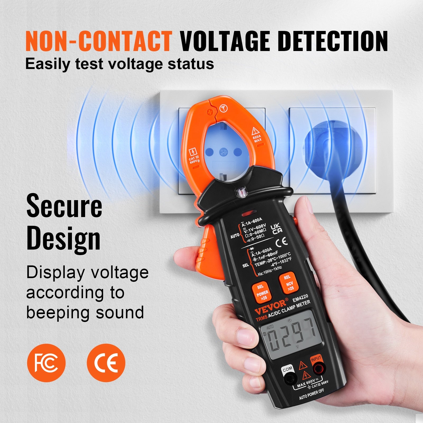 VEVOR Digital Clamp Meter T-RMS 600A/1000A Clamp Multimeter Tester AC/DC Curren image 5