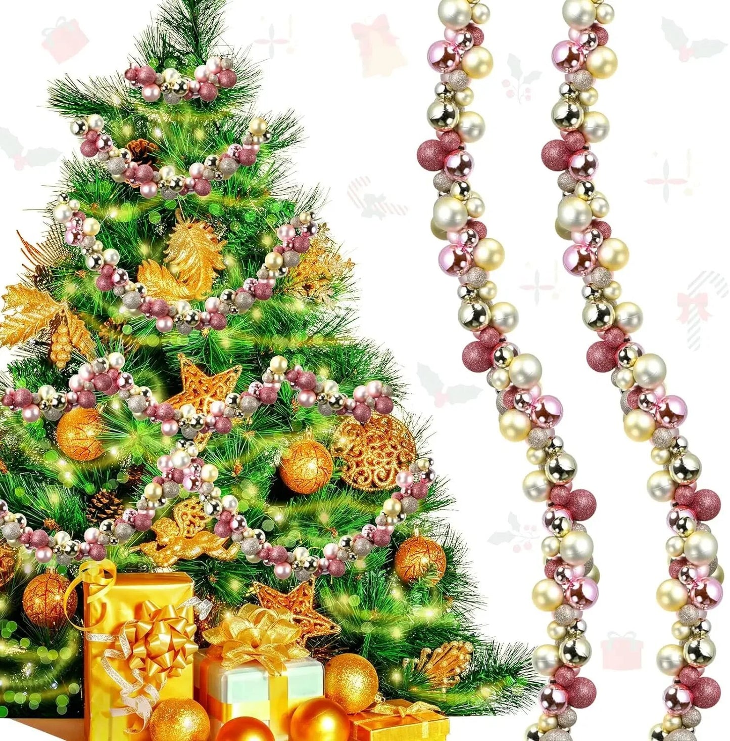 2 Pcs 6 Feet Christmas Garland Christmas Ball Garland Ornaments Indoor Outdoor image 1
