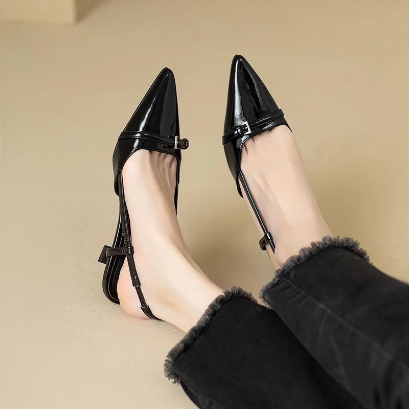 Pointed Toe Sexy Mid Heels Party Shoes Women Sandals Designer Summer Brand Pump image 1