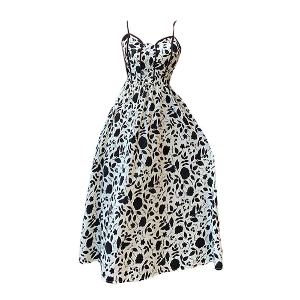 Summer Midi Dress Elegant Vintage Floral Print Midi Dresses for Women V-neck Su image 4