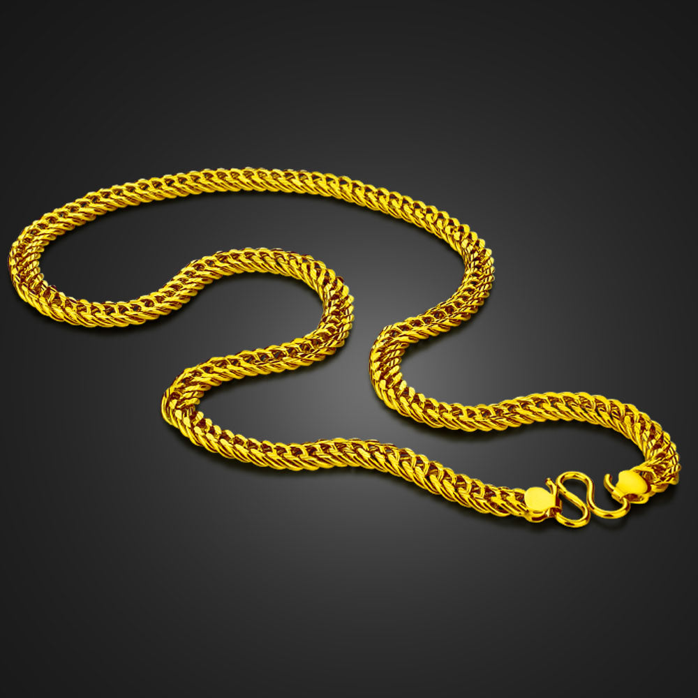 24 k Gold Plated 925 Silver 8 mm Sideways Necklace 50 cm~60 cm Neck Chain For W image 3