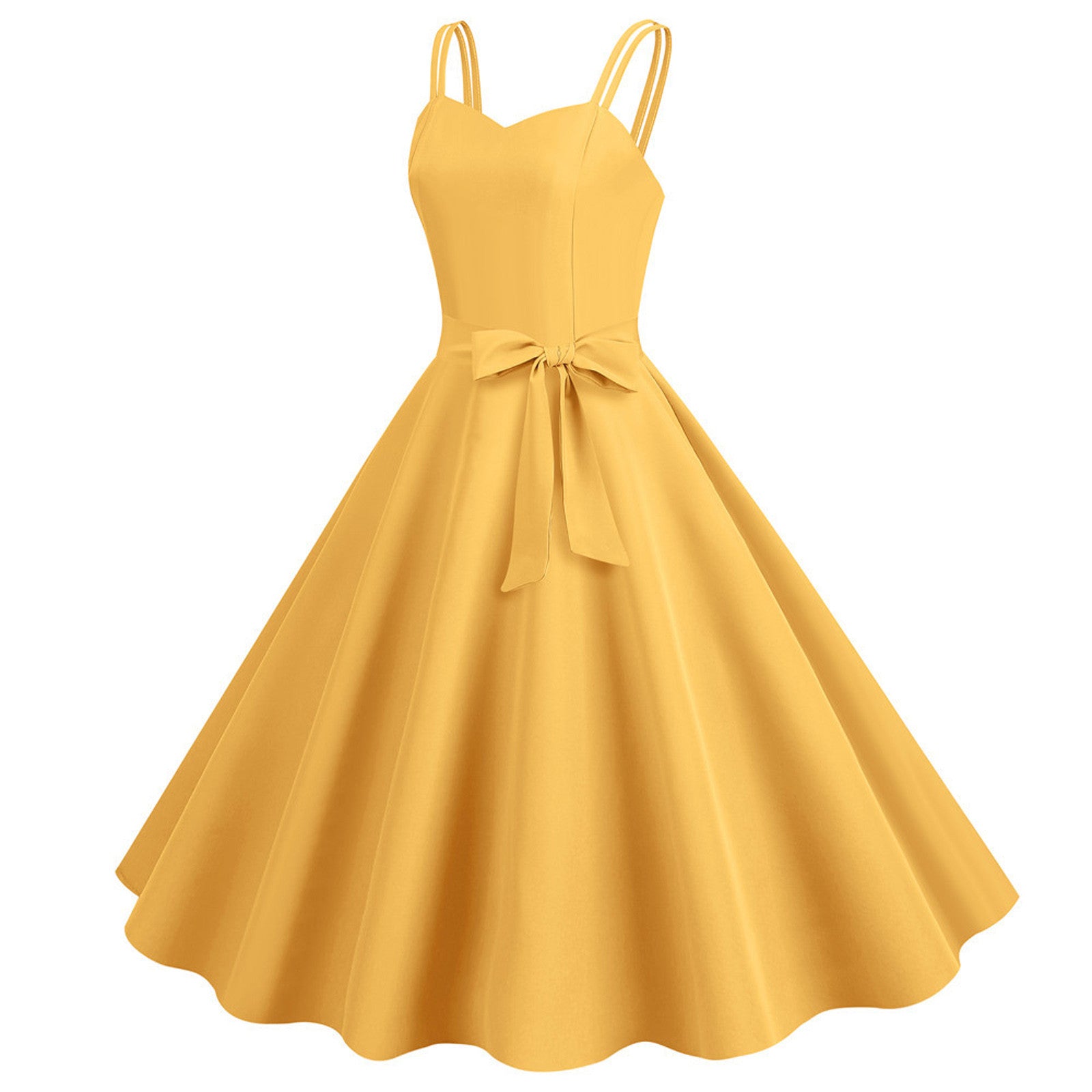Women Casual Sleeveless Evening Party Prom Dress Strap A Line Large Swing Dress image 6