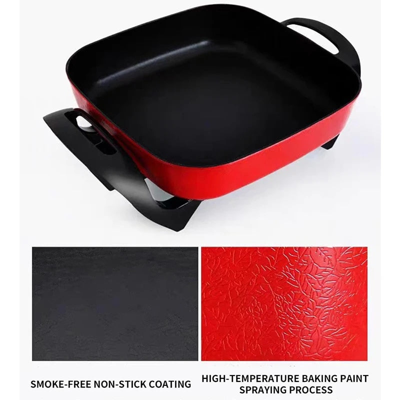 Multi functional household square pot instant hot pot electric hot pot no oil s image 2