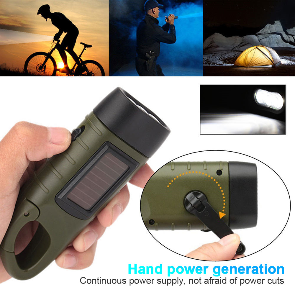 Hand Crank Solar Powered Flashlight, Emergency Rechargeable LED Flashlight, Sur image 1