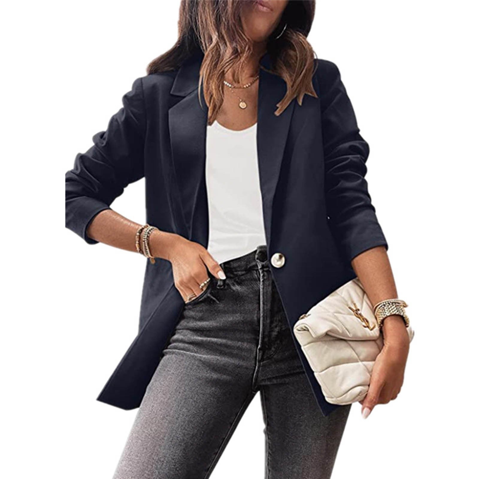 Women Autumn And  Winter Casual Suit Jackets Solid Color Long Sleeve Turn Down  image 6