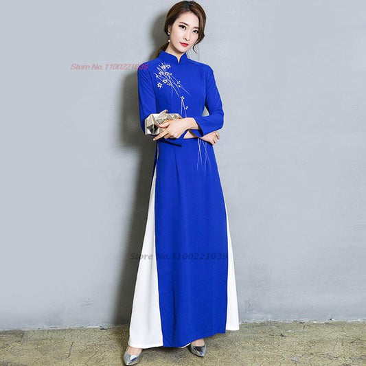 2024 ao dai vietnam traditional banquet dress flower print cheongsam oriental i image 0
