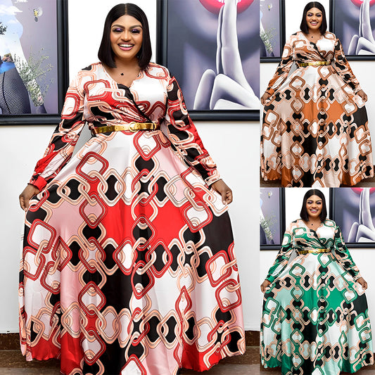 Free Size African Sequins Dress for Women Traditional Kaftan Robe Elegant Ladie image 0