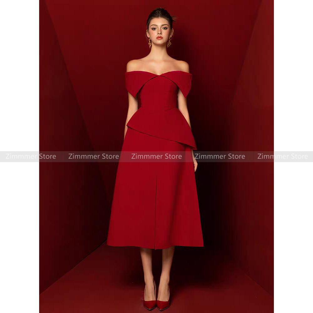 Vietnam niche 24 years new senior sense of A-line solid color elegant temperame image 0