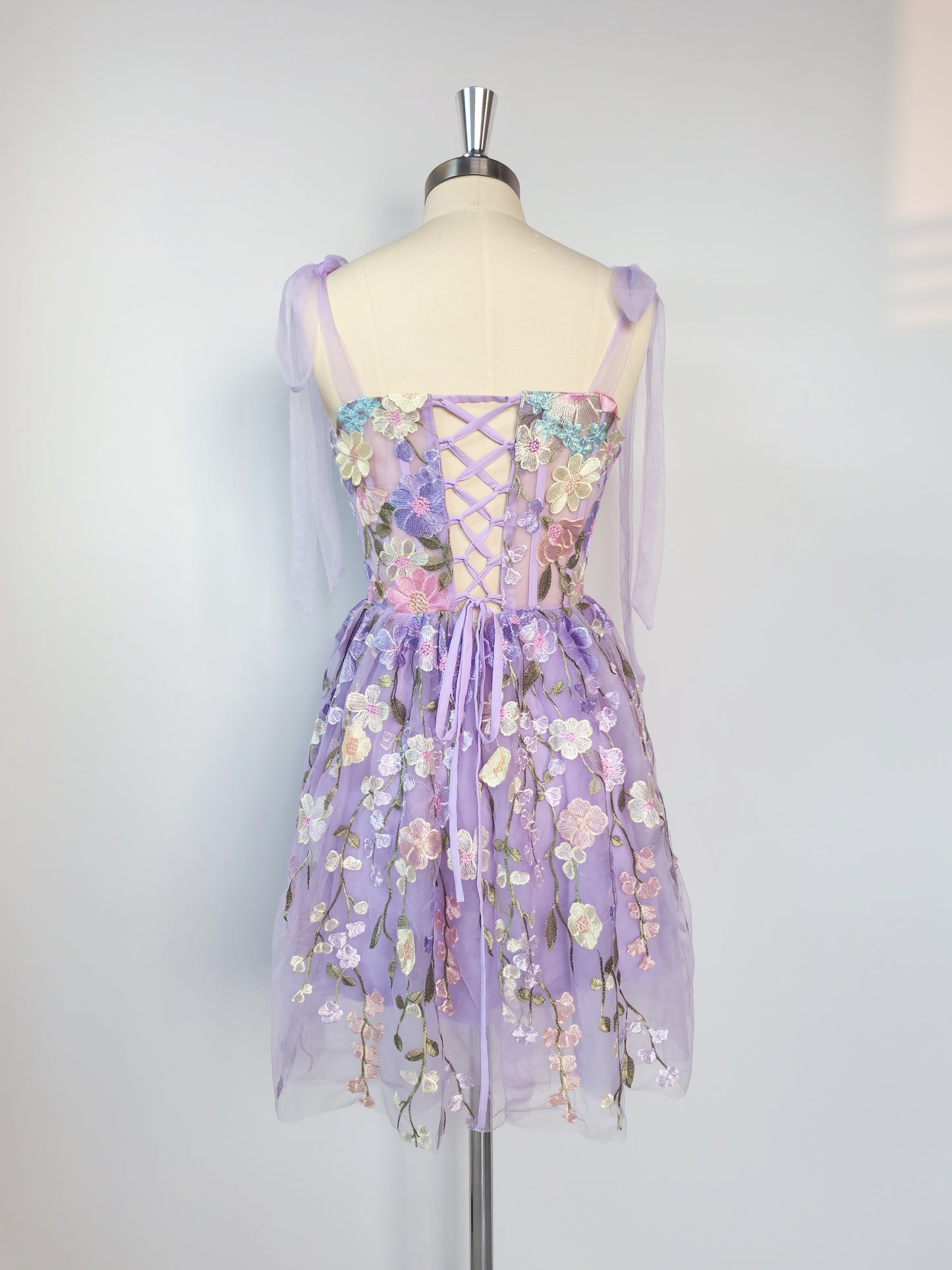 Cute A-line 3D Floral Tulle Homecoming Dresses Mini Sleeveless Backless Prom Dr image 2