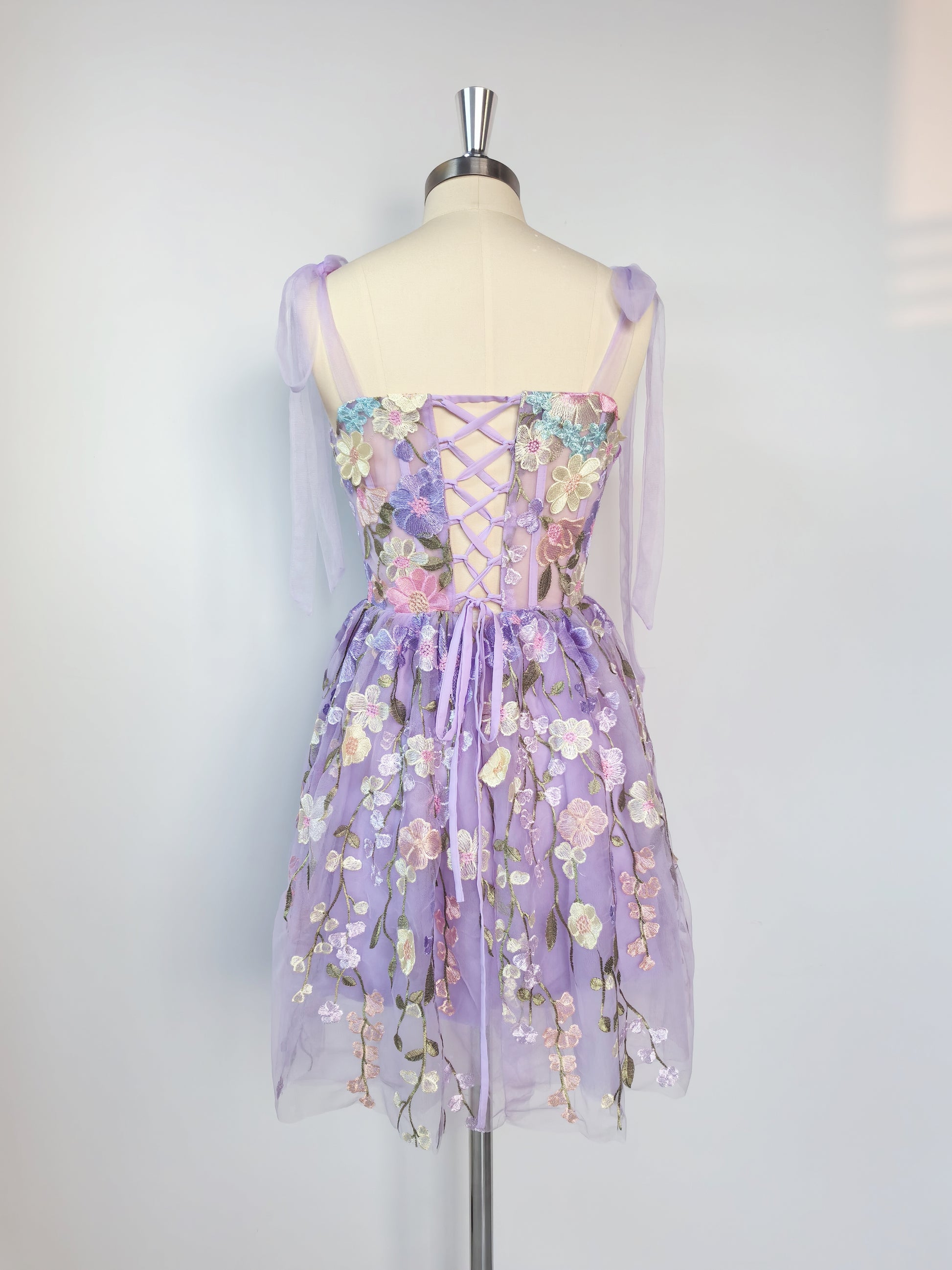 Cute A-line 3D Floral Tulle Homecoming Dresses Mini Sleeveless Backless Prom Dr image 2