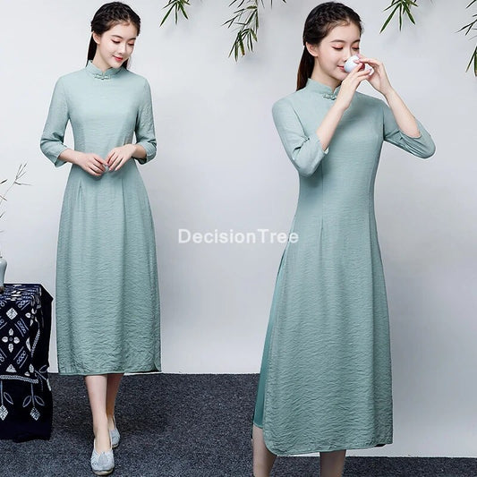 2022 vietnam style dress vietnam aodai vietnam traditional dress chiffon cheong image 0