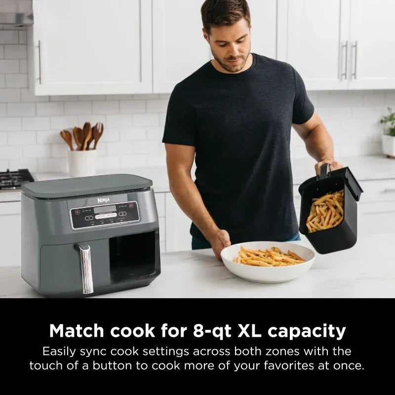 8 Qt 4-in-1 Air Fryer with 2-Basket, featuring DualZone™ Technology, DZ100WM image 4