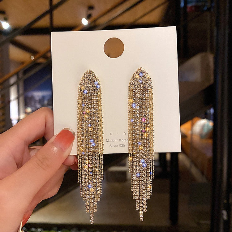 Zircon Wheat Tassel Pendant Gold Color U-shaped Earrings for Women 2023 New Fas image 22