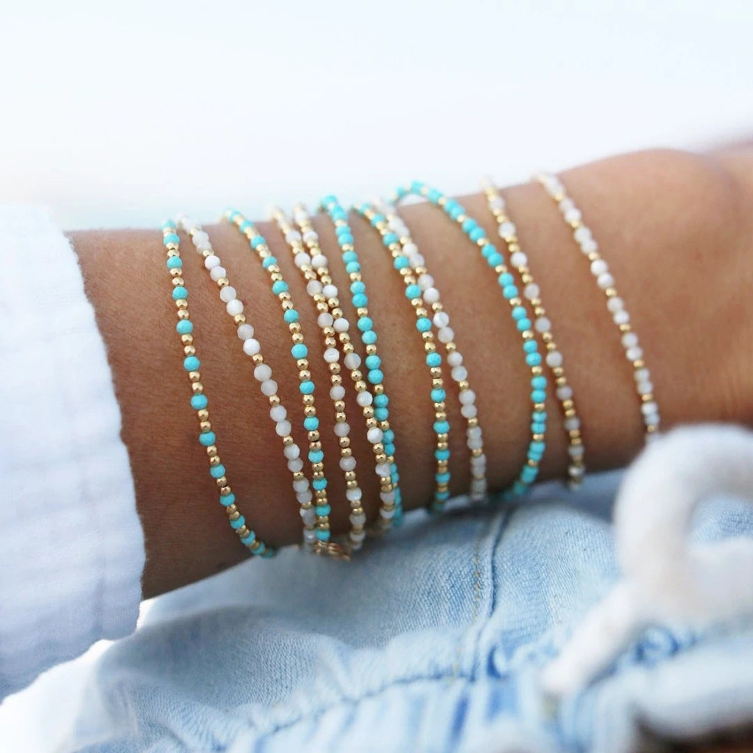 CCGOOD Natural Stone Beaded Bracelets Boho Summer Beach Style Gold Plated 18 K image 1