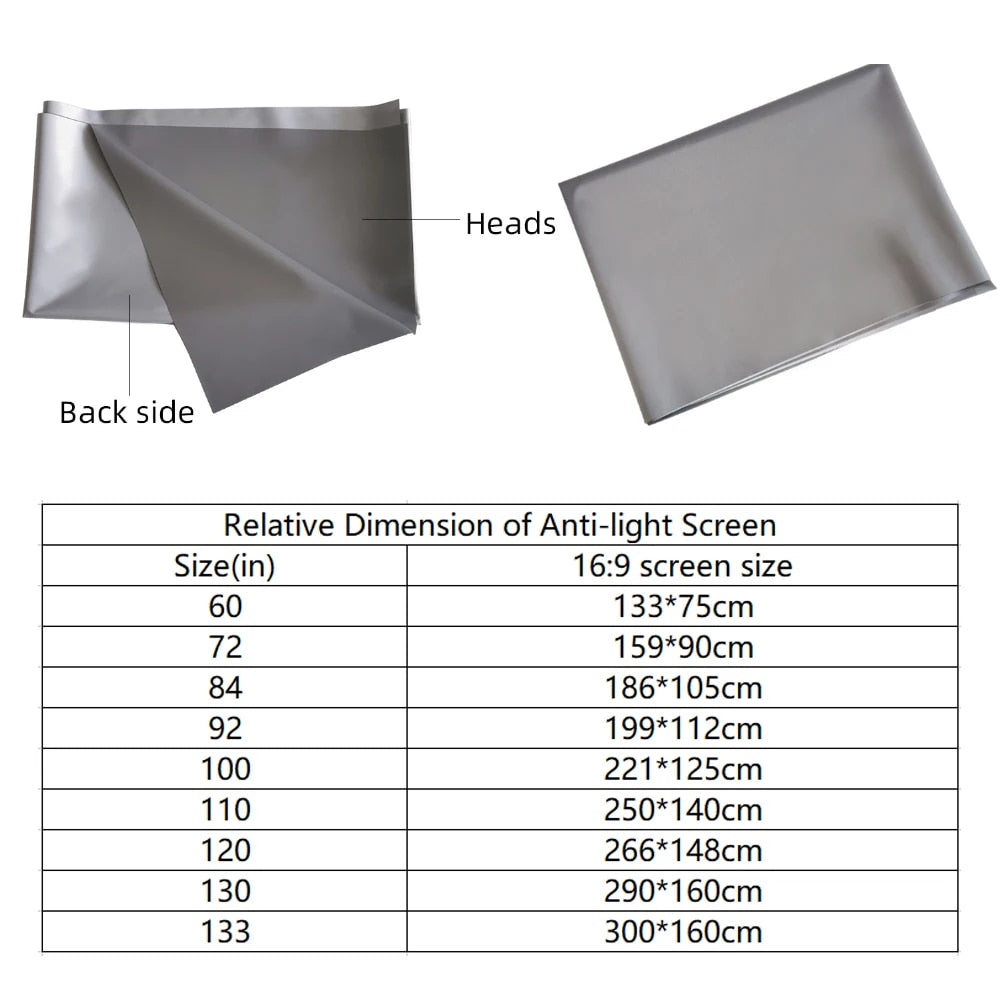 VEIDADZ Projector Screen Metal Grey Anti-Light 60-133 inch 30ƒ€š° Viewing Angle 16 image 14