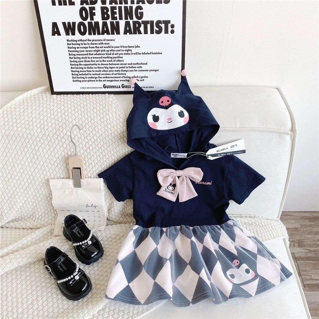 Cartoon Cute Sanrio Kuromi Melody Print Girls Princess Dresses For Leisure Kids image 7