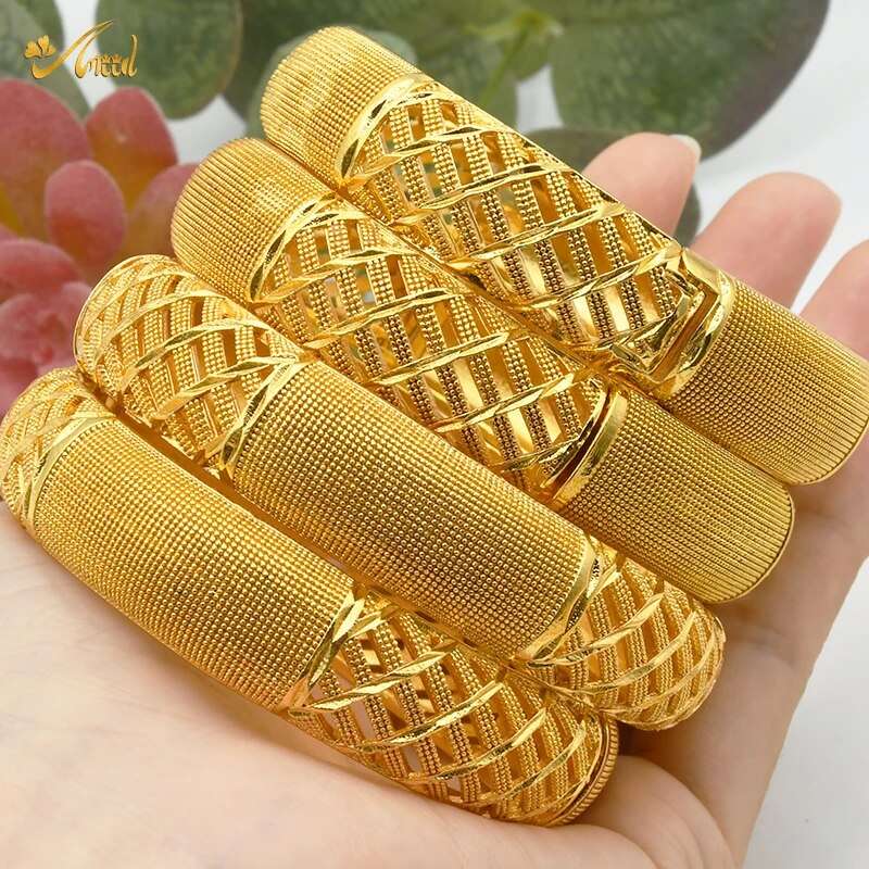ANIID Dubai Bangles 24K Gold Color African Bracelet For Women Wholesale Designe image 1
