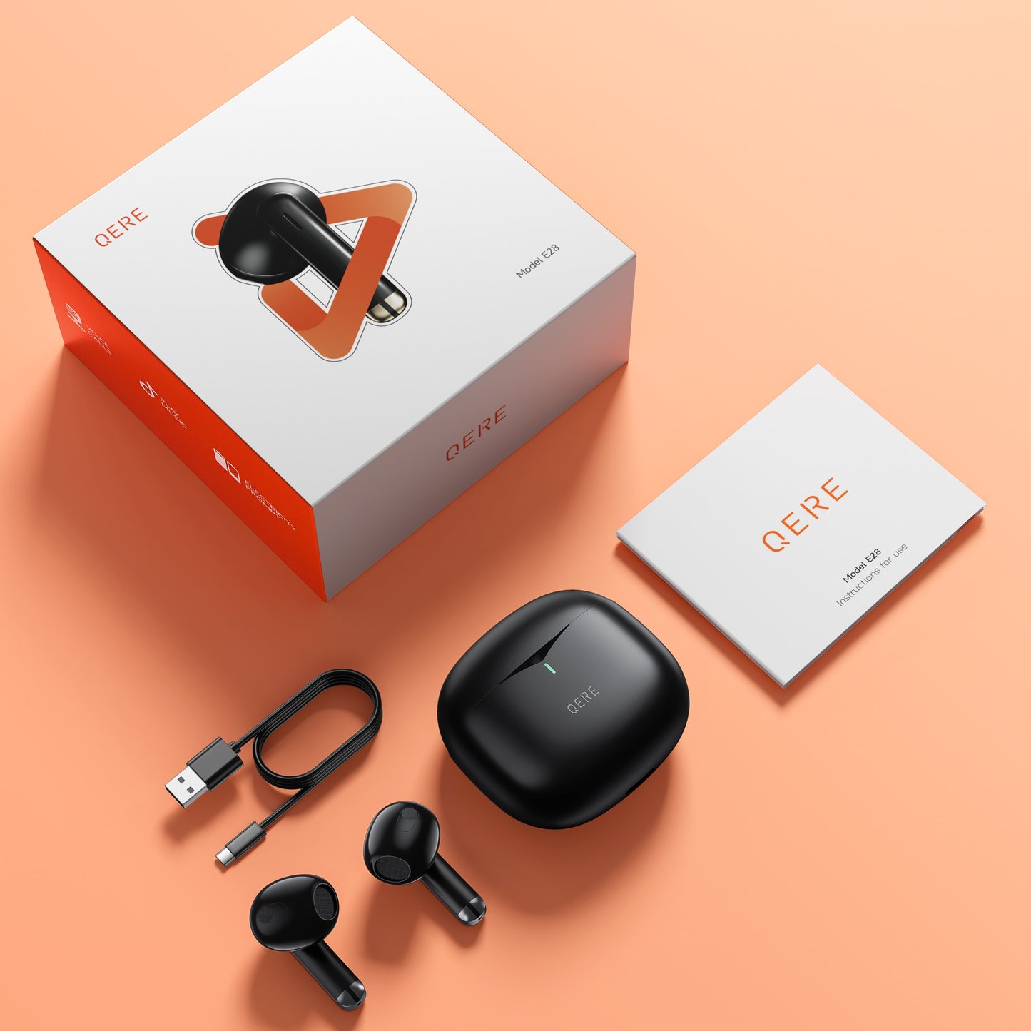 Wireless Headphones,QERE E28,NEW TWS Bluetooth 5.3,HD Microphone,HIFI Earphones image 1