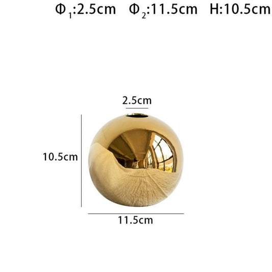 Nordic Sphere Electroplating Gold Golden Ceramic Vase Plating Golden Ball Ceram image 0