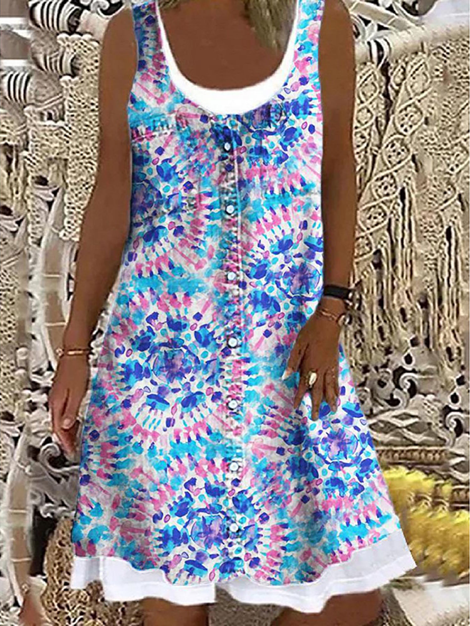 2024 Europe and the United States spring and summer new women's print splicing image 13