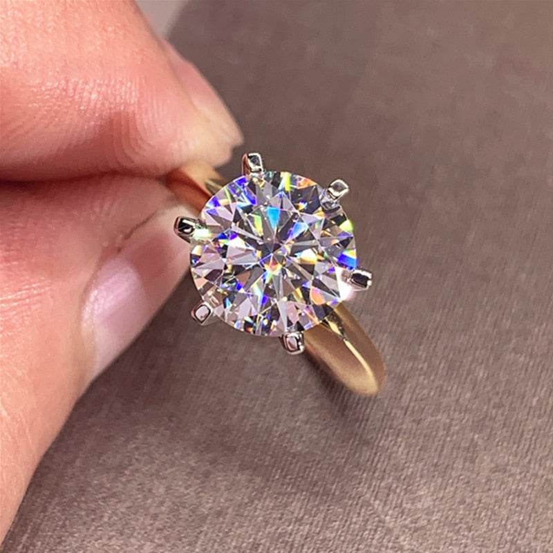 3ct Diamond Ring Solitaire Woman Silver 925 Yellow Gold Moissanite Ring Engagem image 4