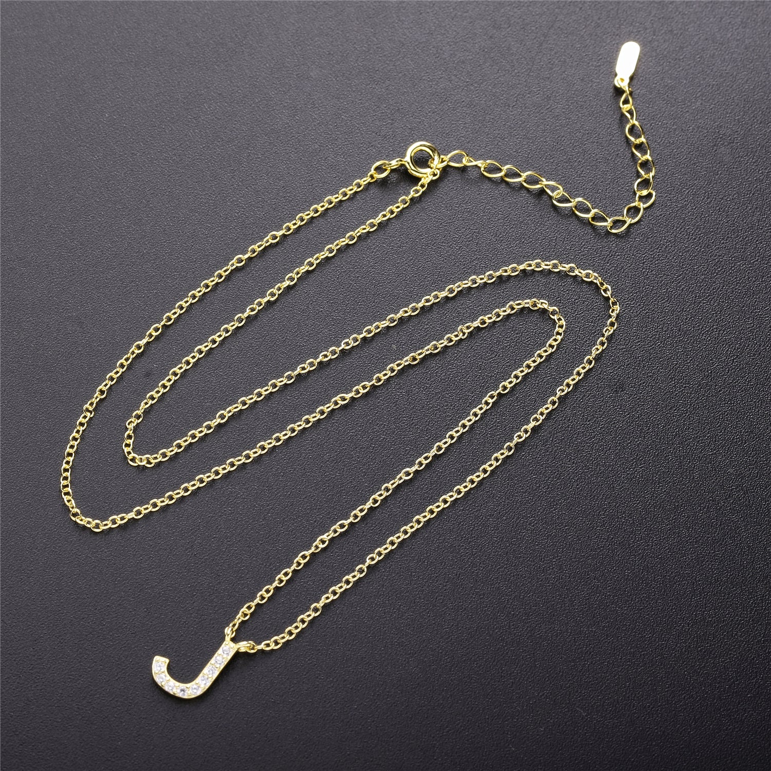 Moonmory 925 Sterling Silver Simple Gold Letter K J S Pendant Necklace For Wome image 4