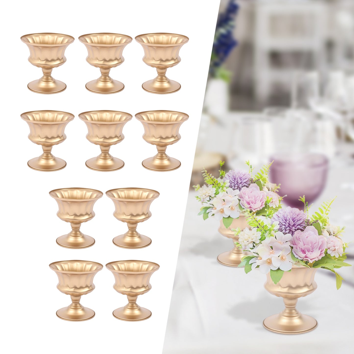 Metal Vase Table Decorative Flower Display Round Bowl Centrepiece Home Art Vase image 5
