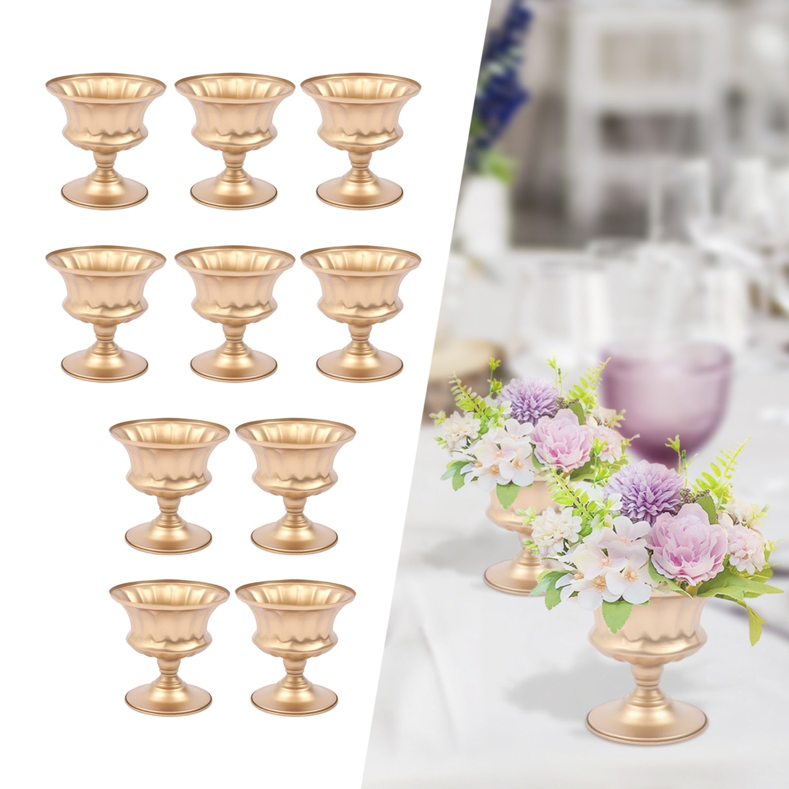Metal Vase Table Decorative Flower Display Round Bowl Centrepiece Home Art Vase image 5