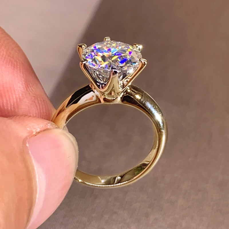 3ct Diamond Ring Solitaire Woman Silver 925 Yellow Gold Moissanite Ring Engagem image 0