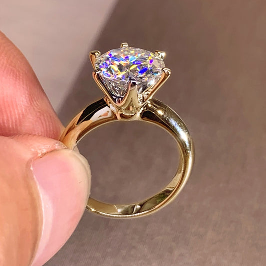 3ct Diamond Ring Solitaire Woman Silver 925 Yellow Gold Moissanite Ring Engagem image 0