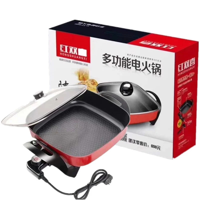 Multi functional household square pot instant hot pot electric hot pot no oil s image 4