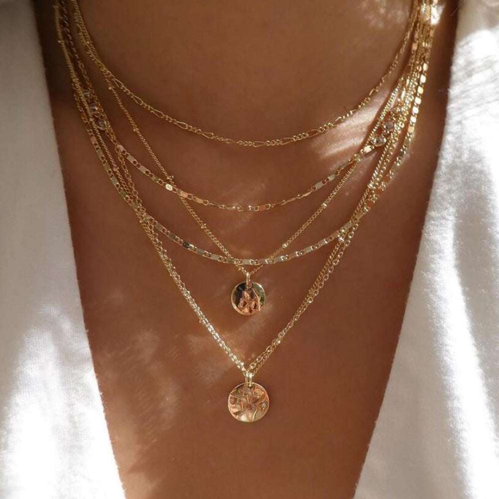 bls-miracle Bohemia Gold Color Multiple Styles Necklace For Women Trendy Multi- image 8