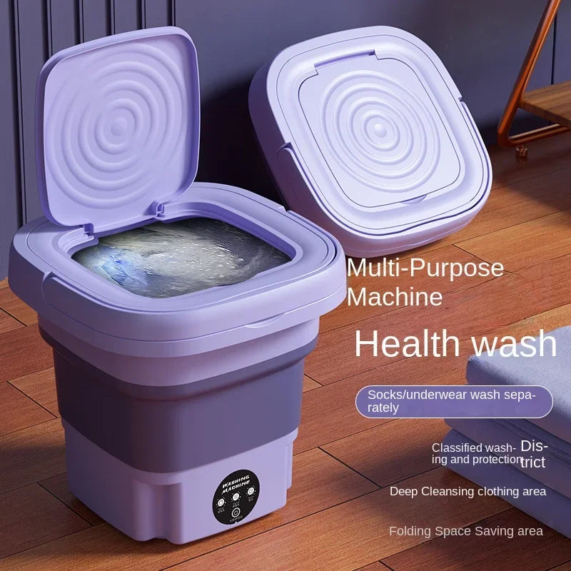 8L Portable Folding Washing Machine Bucket for Clothes Socks Underwear Cleaning image 3