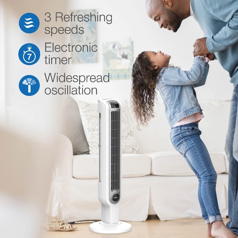 Lasko Portable 3-Speed Oscillating Tower Fan with Timer and Remote Control, 251 image 4