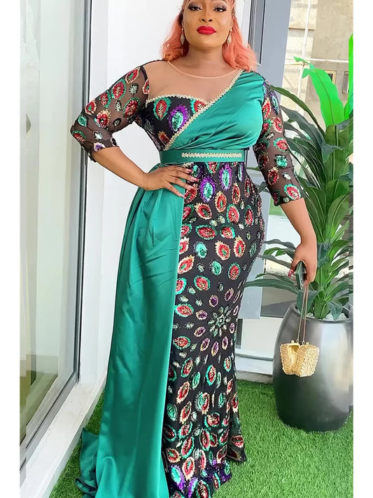 Elegant African Dresses for Women Summer Africa Clothing Plus Size Wedding Part image 0