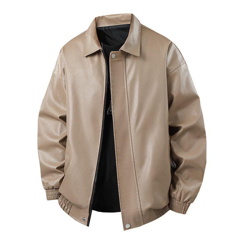 Men Fashion Trend Autumn Winter Outdoor Highquality Imitation Leather Jacket Co image 7