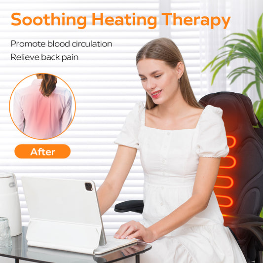 Vibration Massage Seat Cushion with Heat, 6 Vibrating Motors, Back Massager for image 0